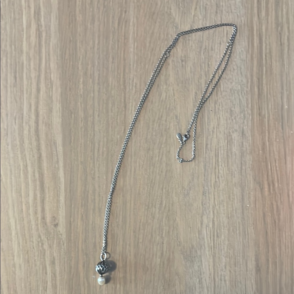 Pandora Elegant Silver Necklace with Pearl Pendant